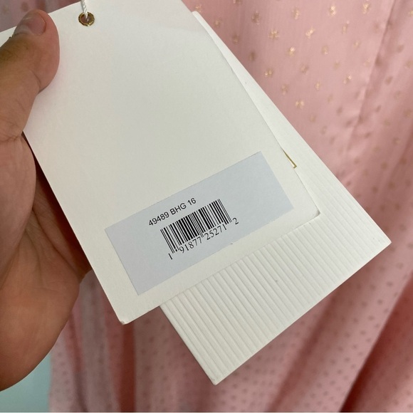 Mac Duggal Ruffle High‎ Low Polka Dot Midi Dress Pink Barbie Sleeveless Sz 16 - Picture 4 of 5